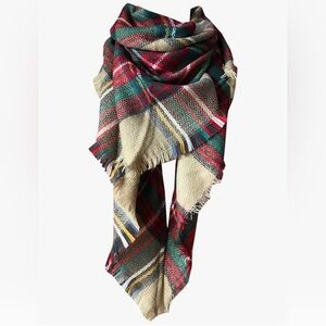 NEW! Wander Agio Long Shawl Winter Wraps Large Scarf Knit Plaid Triangle Scarf